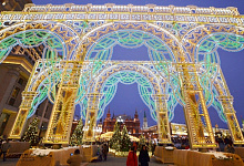 Neujahrsfeiertage Silvester und Weihnachtsfest in Moskau, Russland